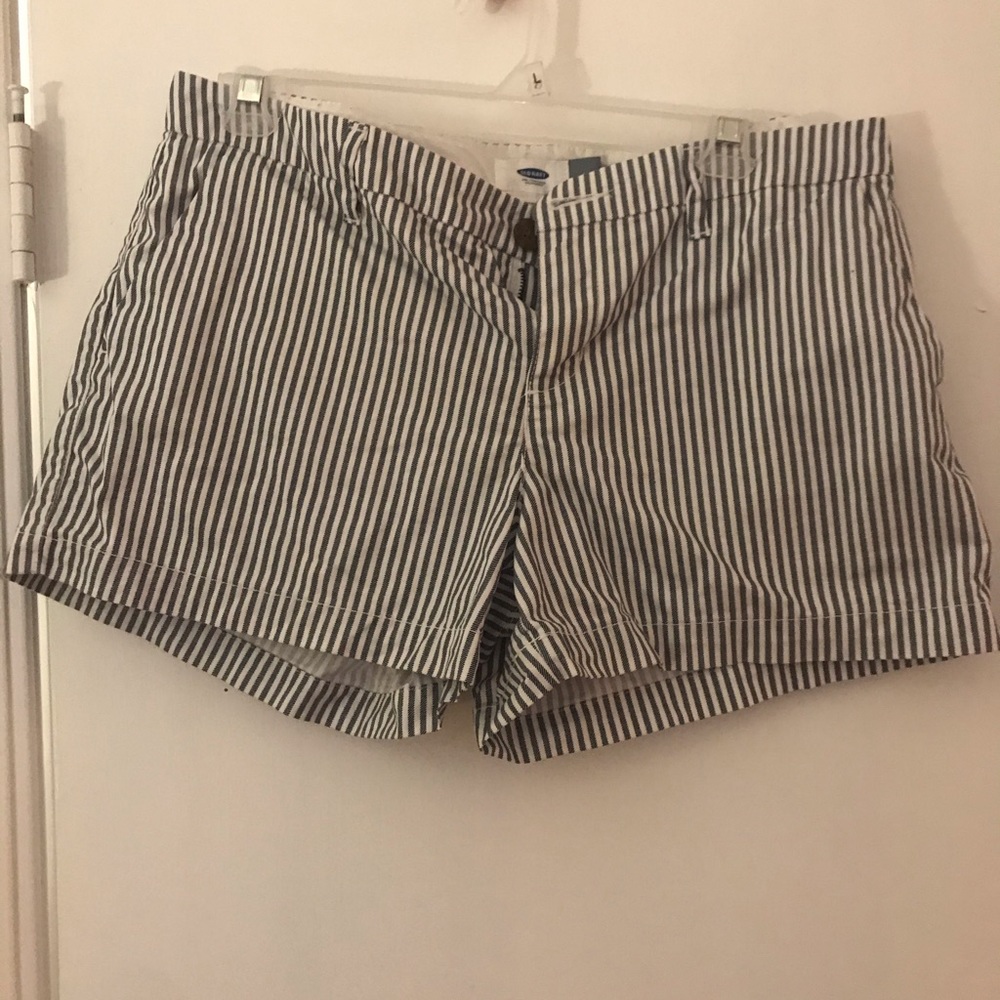 Blue and white striped shorts